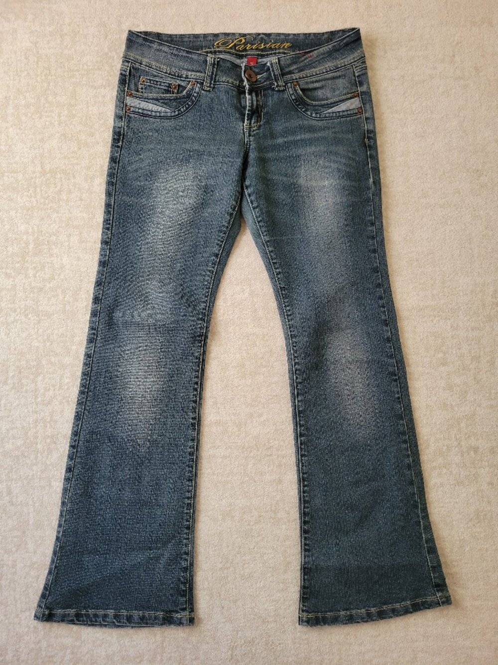 Paris Blue Parisian Vintage Low Rise Flare Jeans US 8/UK 12 Blue 2000s Y2K Retro